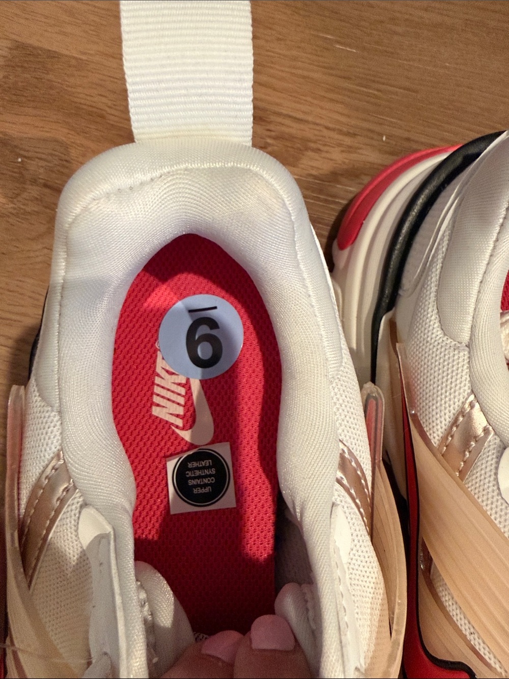 Nike Women's White, Metallic Rose Gold & Pink Athletic Sneakers - Picture 2 of 5